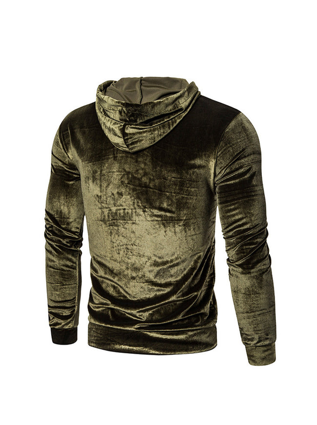 Men's Velvet Solid Color Pullover Hoodie Sweatshirts