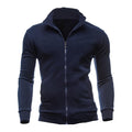 Men's Solid Color Zip-Up Collar Cardigan Sweater Jacket