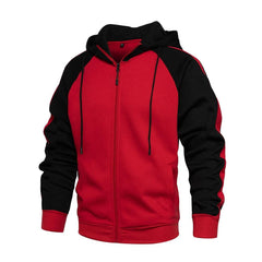 Men's Contrast Color Zip-up Raglan Sleeves Hoodies Sweatshirts