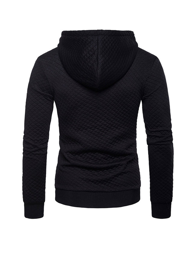 Men's Jacquard Small Check Hoodie Sweatshirt Jacket