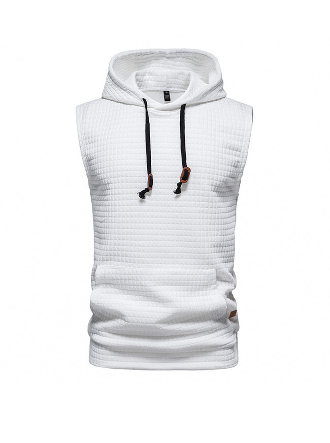 Men's Jacquard Small Check Pullover Hoodie Vest