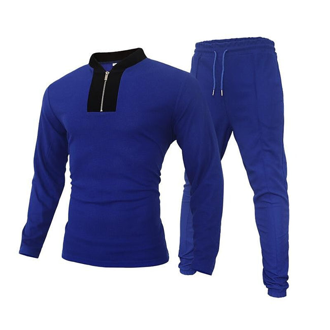 Men's Half Zip Texture Stretch Baseball Collar Long Sleeve Tracksuit