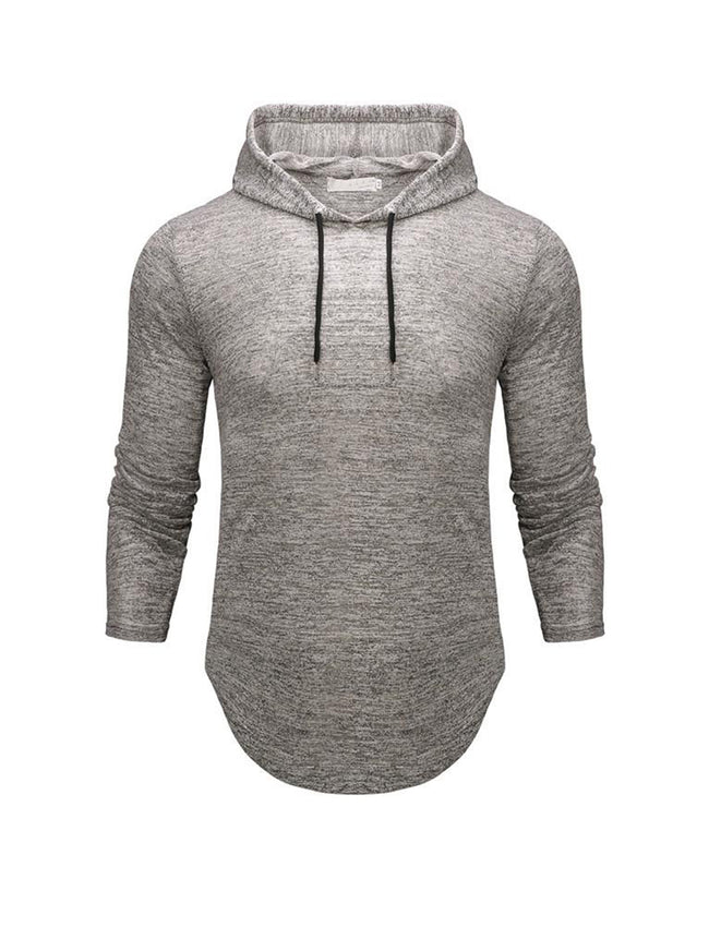 Men's Slub Yarn Hooded Long-sleeve T-shirt
