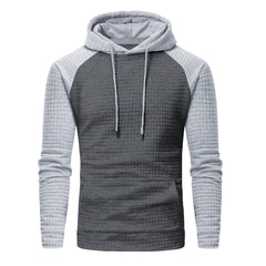 Men's Jacquard Check Color Block Pullover Hoodie Sweatshirts