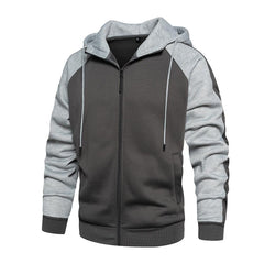 Men's Contrast Color Zip-up Raglan Sleeves Hoodies Sweatshirts