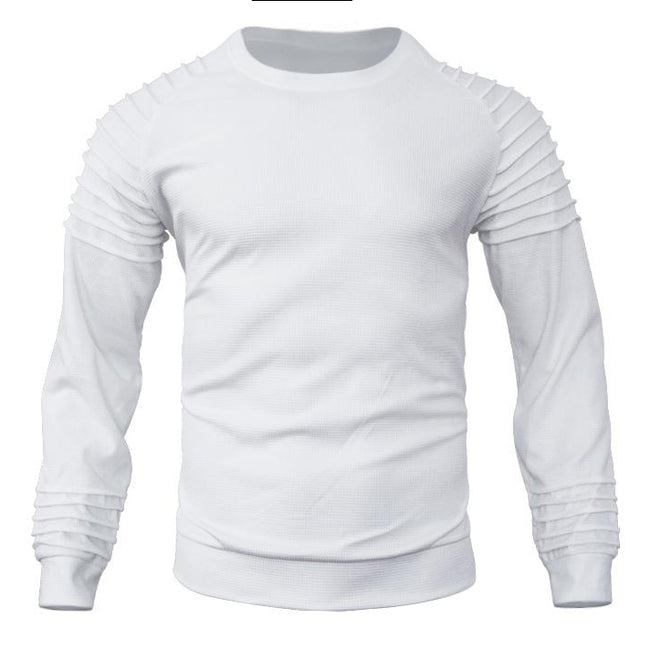 Men's Waffle Patchwork Crew Neck Raglan Sleeves Sweatershirt