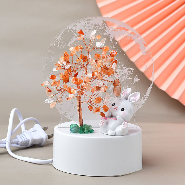 Natural Crystal Small Table Lamp Fortune Tree
