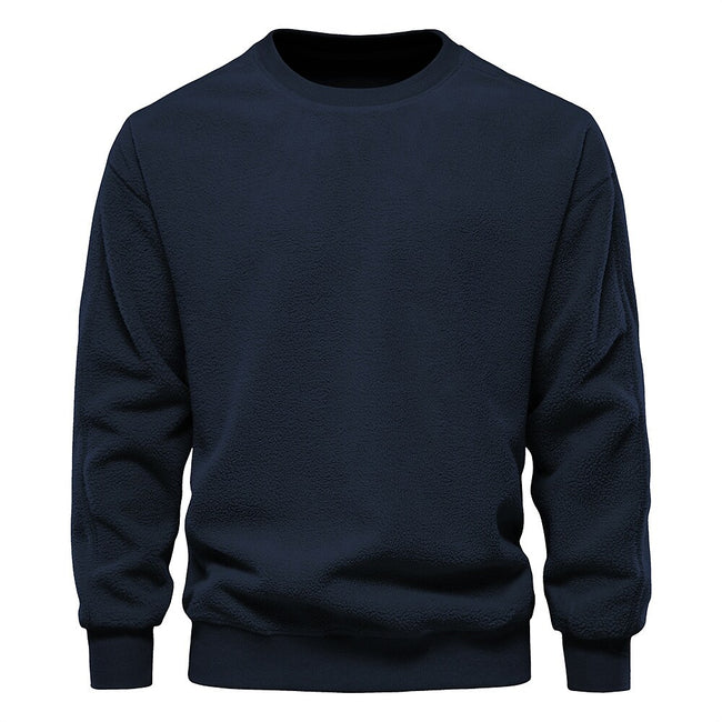 Men's Fleece Solid Color Shoulder Drop Pullover Sweatshirt