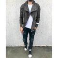 Men's Solid Color Hooded Slim Fit Fleece Diagonal Placket Sweatshirt