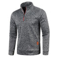 Men's Stand Collar Half Zip Long Sleeve Thin Fleece Sweater