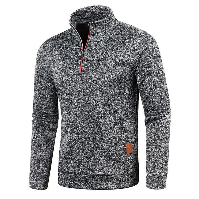 Men's Stand Collar Half Zip Long Sleeve Thin Fleece Sweater