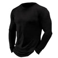 Men's Waffle Solid Color Crew Neck Casual Long Sleeve T-shirt