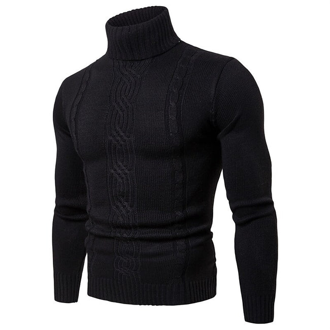 Men's Pullover Turtleneck Cable Basic Knit Sweater