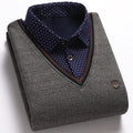 Men's Fleece Patchwork Fake Two Piece Knit Sweater