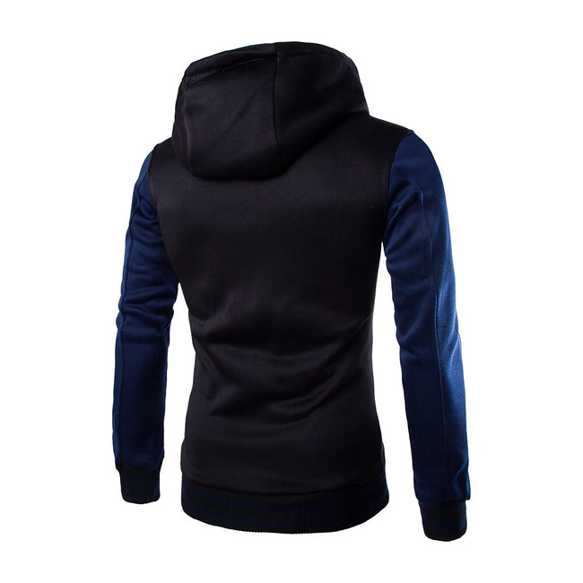 Men's Color Block Button Up Drawstring Hoodie