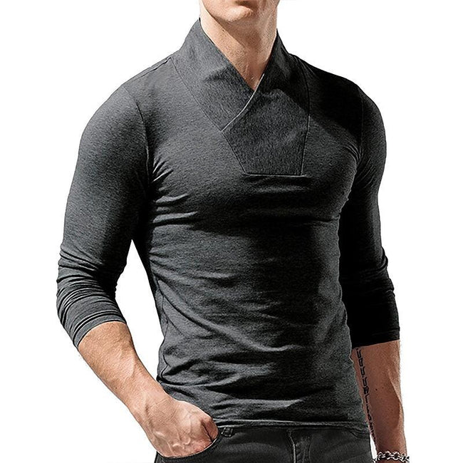Men's Solid Color Turtleneck Long Sleeve T-Shirt