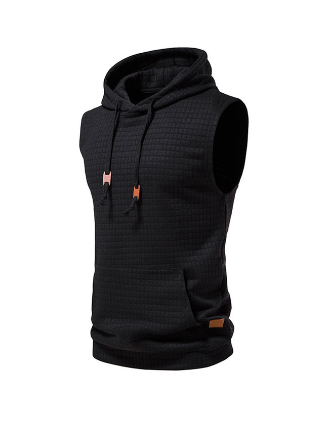 Men's Jacquard Small Check Pullover Hoodie Vest
