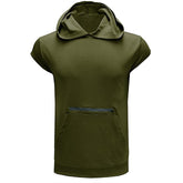 Men's Solid Color Casual Zipper Sports Hoodie Tank Top