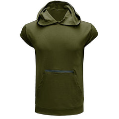 Men's Solid Color Casual Zipper Sports Hoodie Tank Top