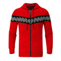 Men's Hooded Drawstring Pocket Zip Partial Print Detail Sweatshirt And Two-piece Set