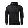 Men's Half Zip Pocket Solid Color Casual Sports Drawstring Hoodie