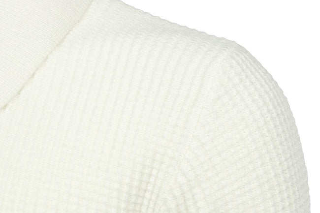 Men's Lapel Pullover Waffle Half Zipper Slim Fit Sweater