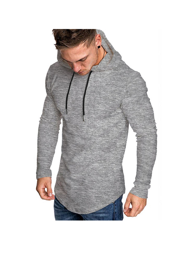 Men's Slub Yarn Hooded Long-sleeve T-shirt