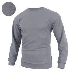 Men's Waffle Solid Color Pullover Long Sleeve Sweatshirt