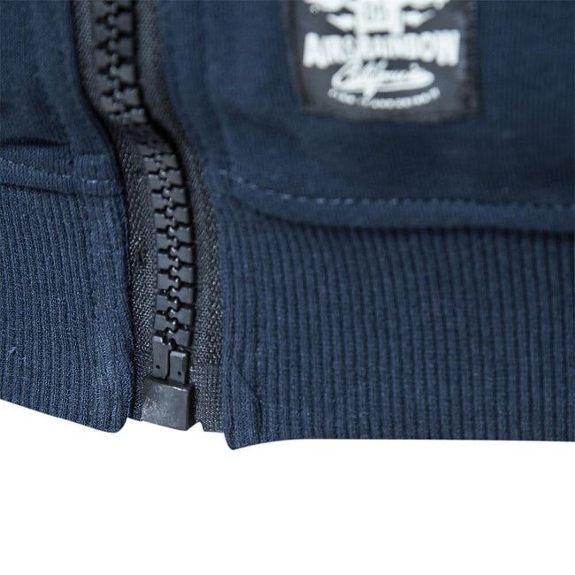 Men's Baseball Collar Solid French Terry Zip Sweater Jacket