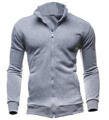 Men's Solid Color Zip-Up Collar Cardigan Sweater Jacket