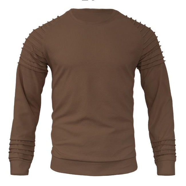 Men's Waffle Patchwork Crew Neck Raglan Sleeves Sweatershirt