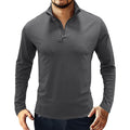 Men's Stand Collar Zip Solid Color Long Sleeve T-Shirt