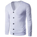 Men's Solid Color V-neck Knitted Cardigan