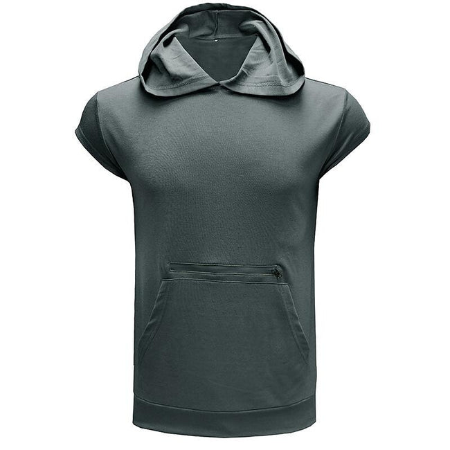 Men's Solid Color Casual Zipper Sports  Hoodie Tank Top