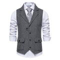 Men's Vintage Lapel Herringbone Tweed Suit Vest