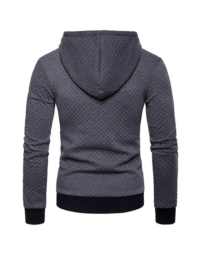 Men's Jacquard Small Check Hoodie Sweatshirt Jacket