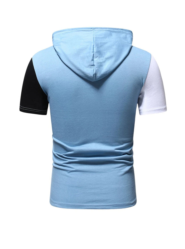 Mullins Color Block Patched Drawstring Hooded Tee