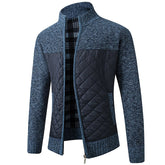 Men's Color Block Stand Collar Full Zipper Cardigan