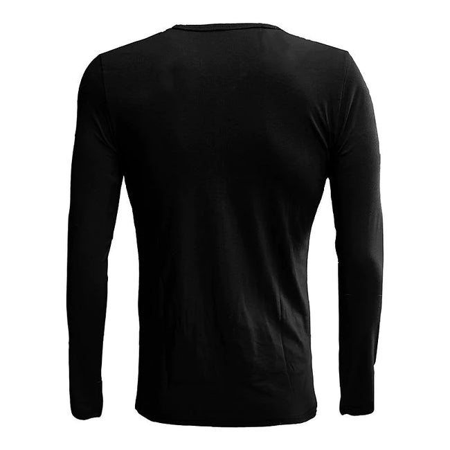 Men's Solid Color Henley Collar Long Sleeve T-Shirt