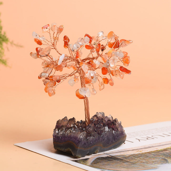 Natural Amethyst Cluster Base Fortune Tree Decoration