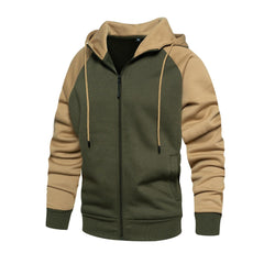 Men's Contrast Color Zip-up Raglan Sleeves Hoodies Sweatshirts