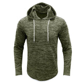Men's Patchwork Slub Yarn Hooded Long-sleeve T-shirt