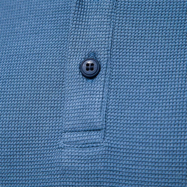 Men's Solid Waffle Raglan Sleeve Henley Collar T-Shirt