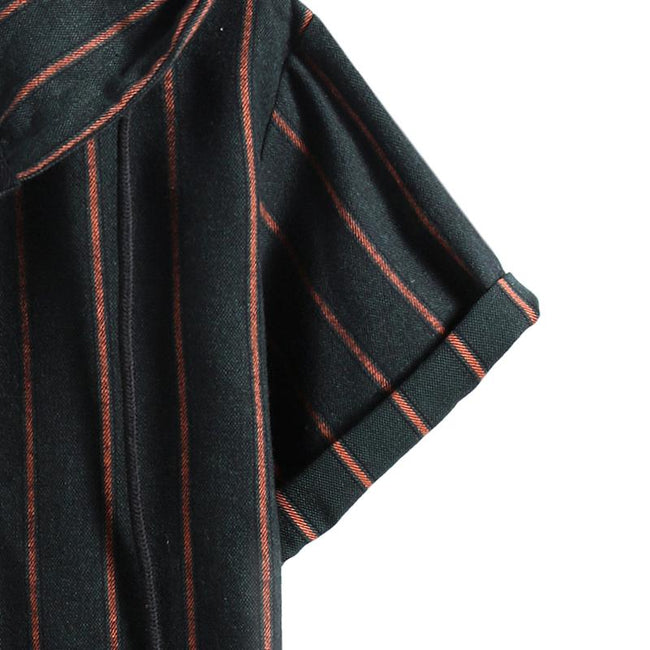 Men's Casual Hooded Striped Print Short-sleeved Shirt