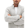 Men's Solid Color Turtleneck Zip Knit Cardigan