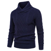 Men's Shawl Collar Cable Casual Slim Fit Long Sleeve Sweater