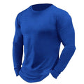Men's Waffle Solid Color Crew Neck Casual Long Sleeve T-shirt