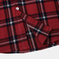 Men's Long Sleeve Flannel Brushed Check Hooded Casual Shirt Red Blue