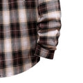 Men's Long Sleeve Flannel Brushed Check Hooded Casual Shirt Blue Brown