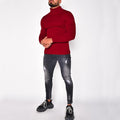 Men's Pullover Turtleneck Solid Color Basic Knit Sweater